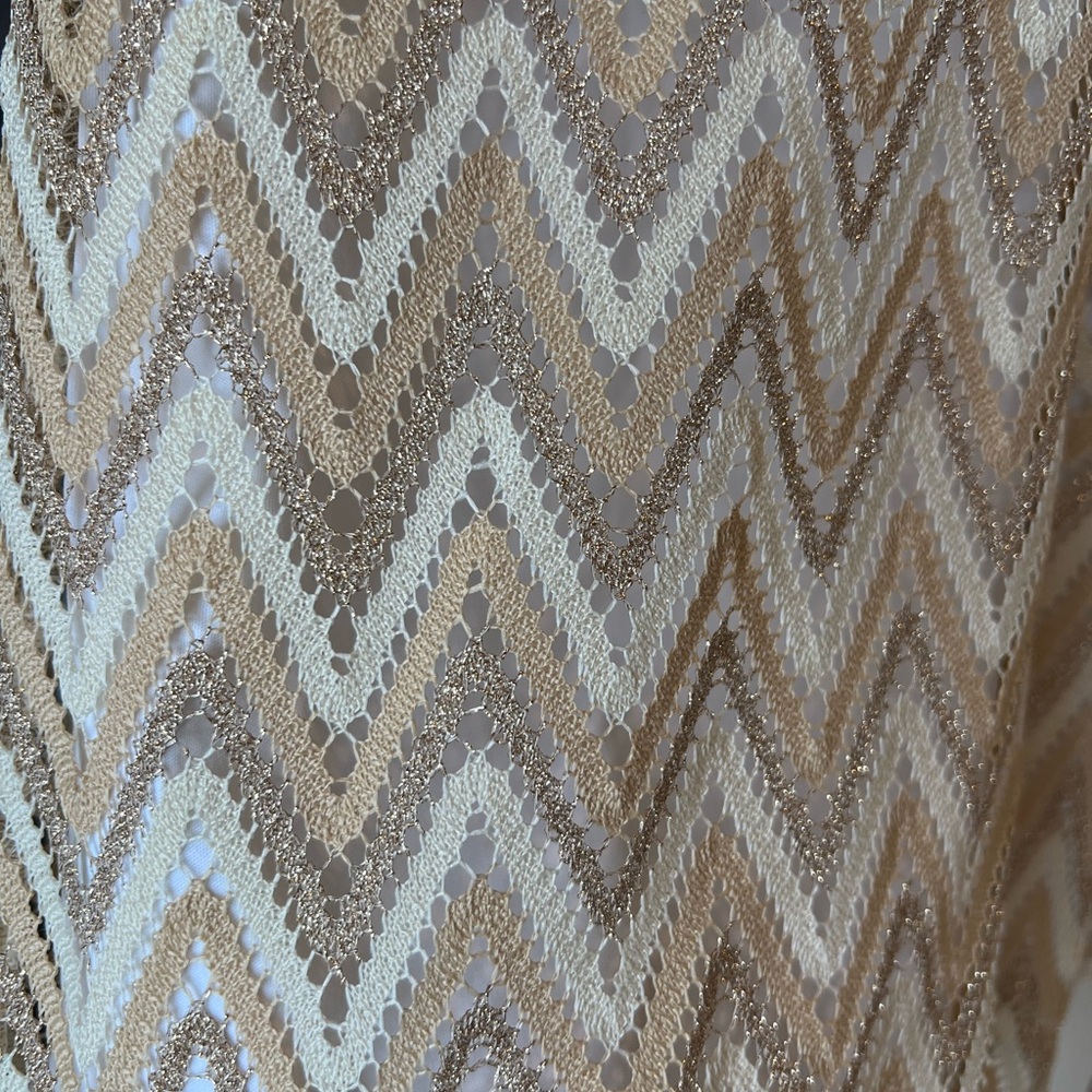 Lilly Pulitzer Cream and Tan Chevron Long Sleeve Metallic Dress - Picture 5 of 5
